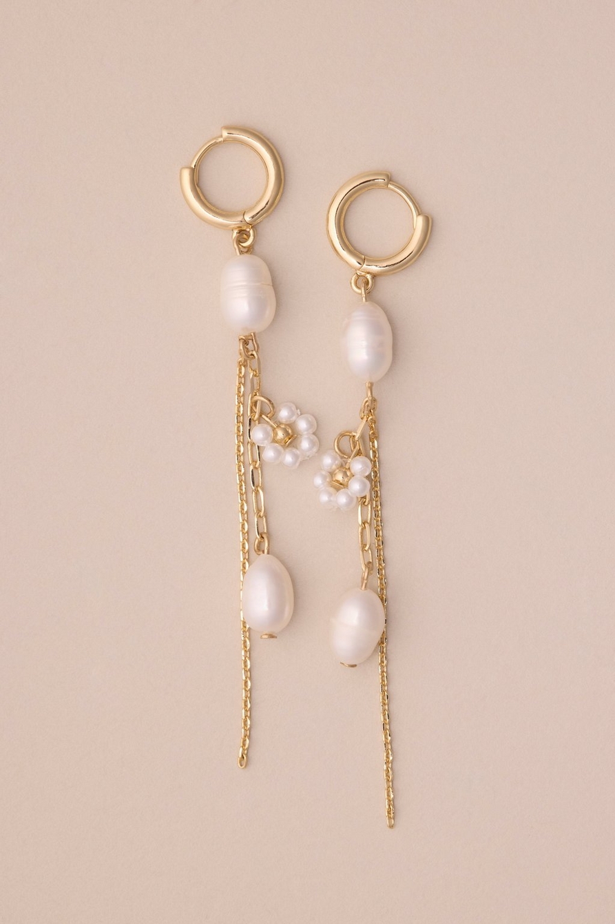 pearl chain hoop fringe earring